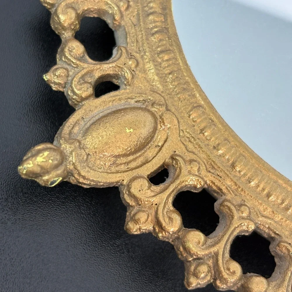 Unbranded‎ Vintage Tabletop Mirror 9x7 Gold Ornate Fleur De Lis Frame Vanity